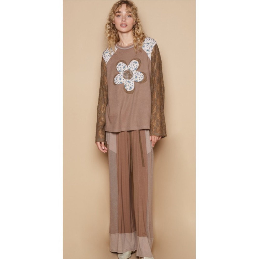 Pol Brown Floral Patchwork Blouse - image 4